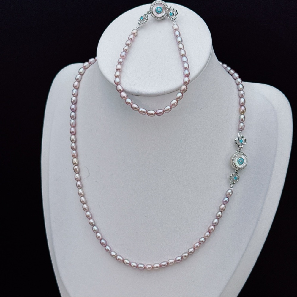X782 Handmade High Quality Freshwater Baby Pearl Necklace Bracelet Set - Picture 7 of 8